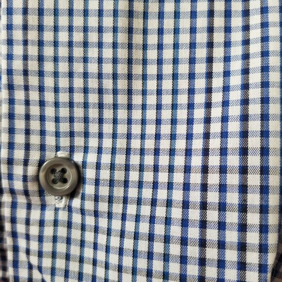 Alfani Men XL 17/36-37 Fitted Performance Long Sleeve Button Up Check Blue Shirt - Picture 11 of 16